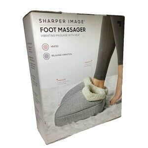 Sharper Image Foot Massager Vibrating Massage Heat Warming Gray Adjustable NEW